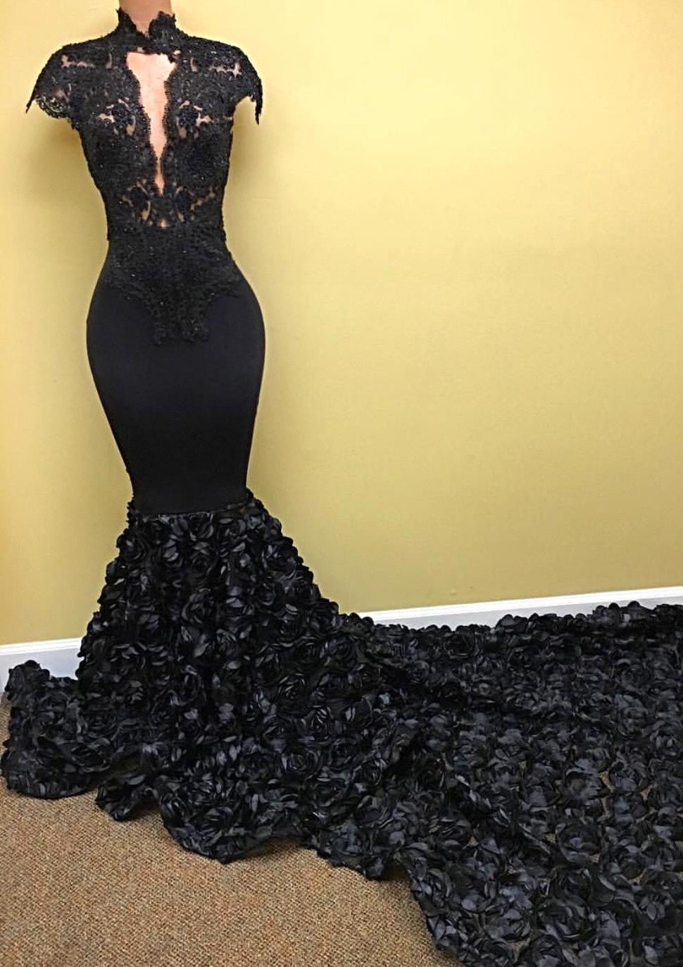 Black Dress With Flowers On Bottom ...