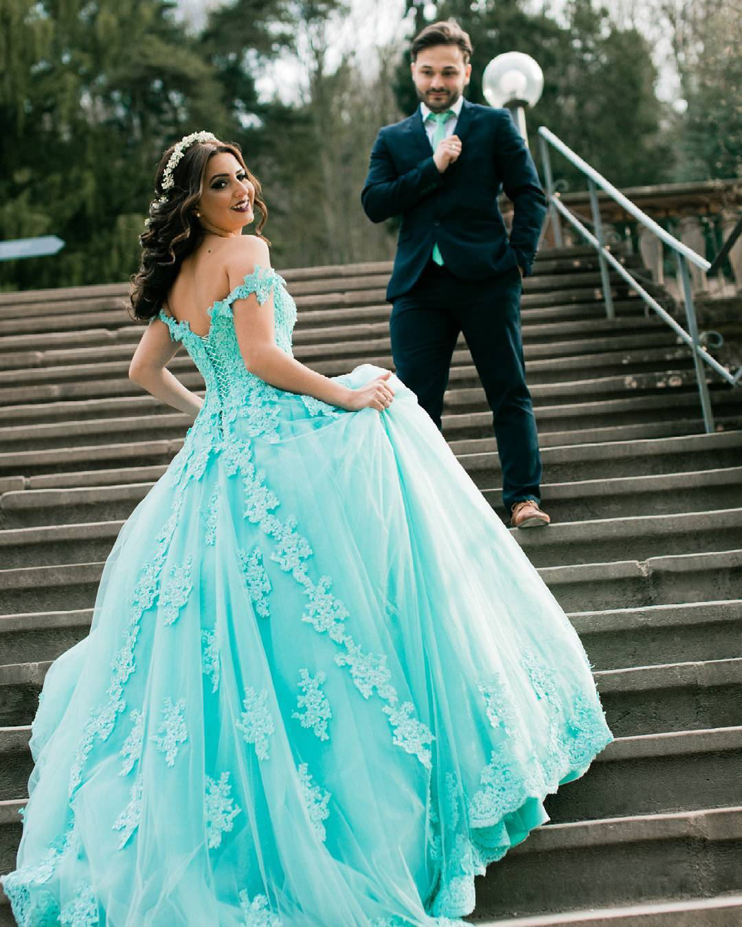 Mint Green Wedding Dress,off The Shoulder Wedding Gowns,ball Gown